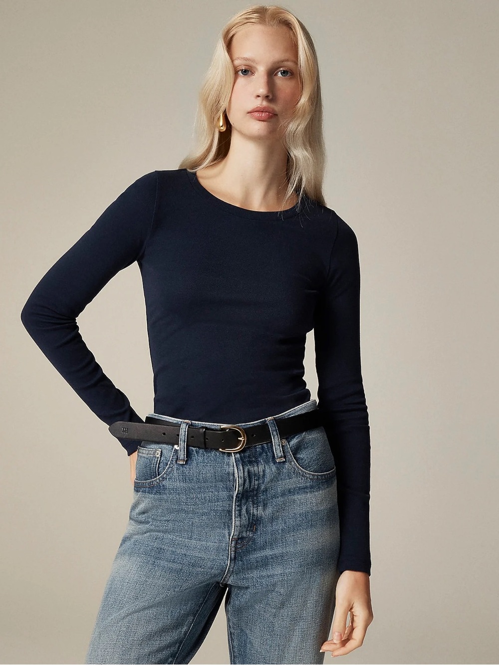 J. Crew Black Long-Sleeve Crewneck Tee